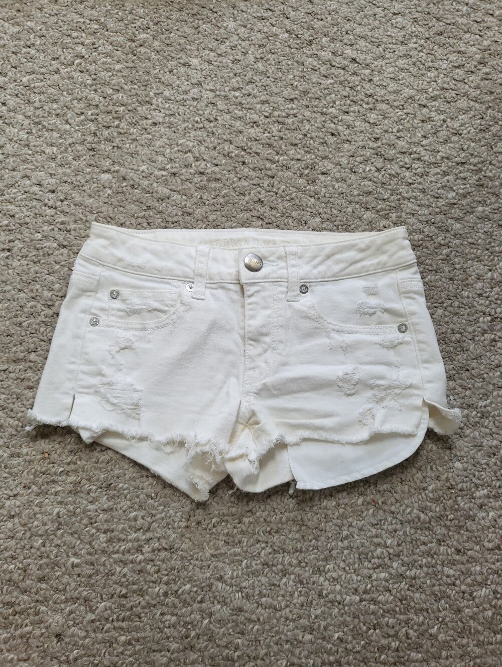 White Distressed Low Rise Women’s Denim Shorts